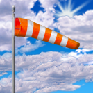 Broken at 2200ft wind sock with sun and broken clouds