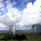 Sky Clear; Thunderstorm in vicinity landscape with some clouds producing lightning and rain